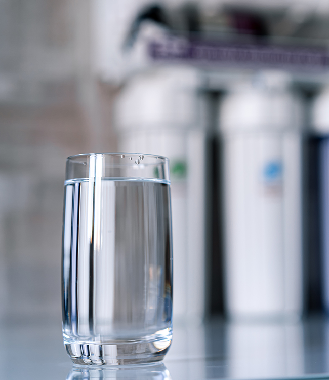Water in front of filtration system