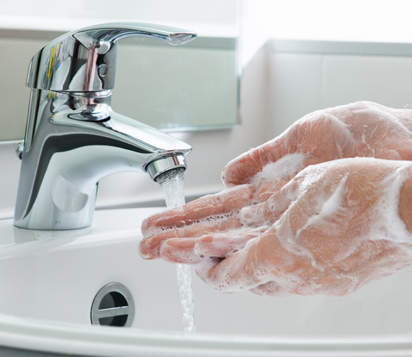 washing hands in water